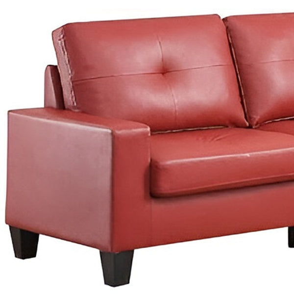 Homeroots 71" Red Pu Platinum  Sofa And Loveseat   285959