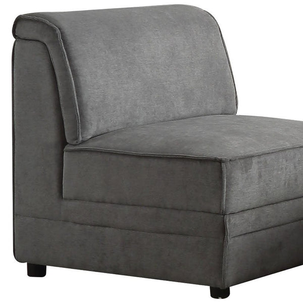 Homeroots 30" Gray And Black Velvet Slipper Chair   285966