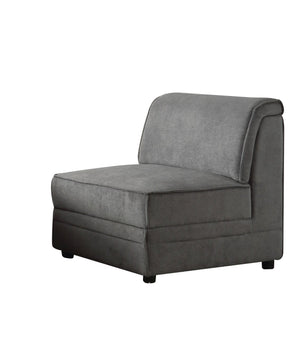 Homeroots 30" Gray And Black Velvet Slipper Chair   285966