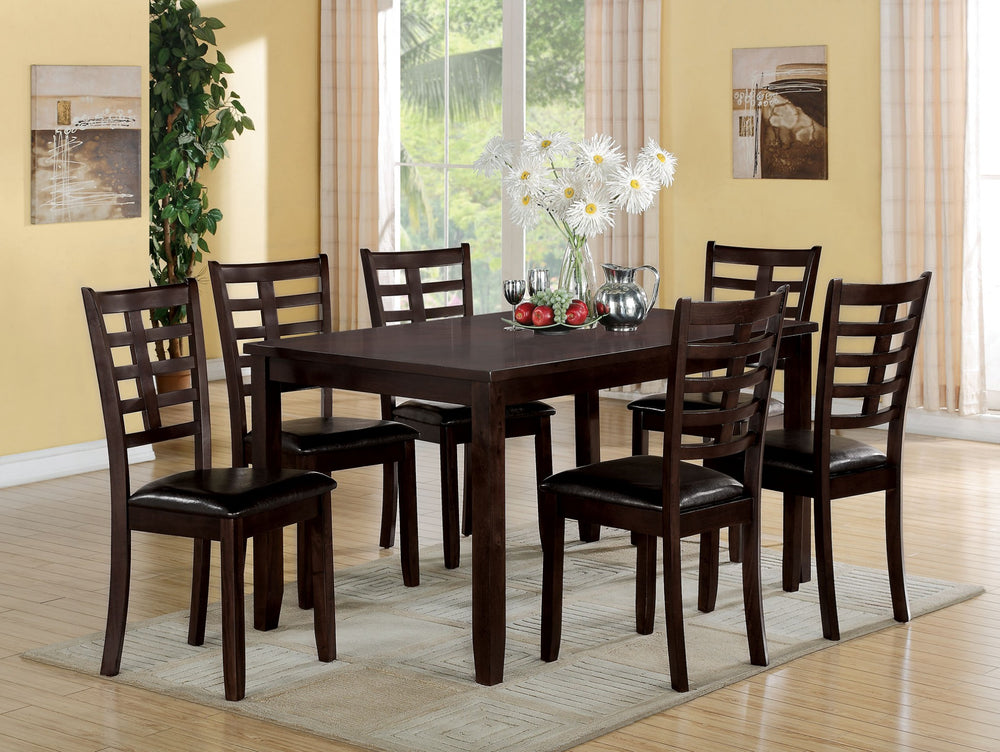 Homeroots 36" X 60" X 30" 7pc Espresso  Espresso Pu Dining Set  Polyurethane Foam 285996