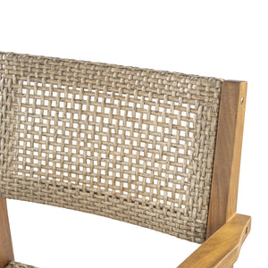 English Elm Christopher Knight Home® - Amaris Acacia Outdoor Dining Chairs Set of 2 with Teak Finish & Wicker Accents, Weather‑Resistant Comfort N775P237216T