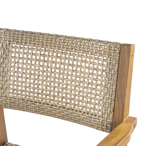 English Elm Christopher Knight Home® - Amaris Acacia Outdoor Dining Chairs Set of 2 with Teak Finish & Wicker Accents, Weather‑Resistant Comfort N775P237216T