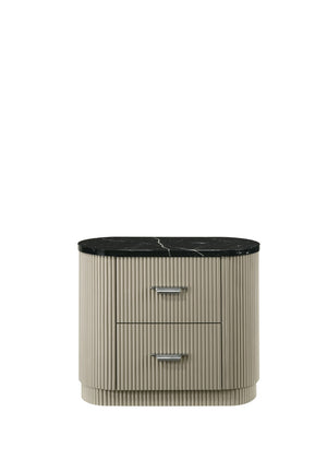 English Elm Travonte Two Drawer Nightstand Linen Finish Dovetail Joinery Bedroom Storage B2756P504966