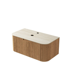 English Elm 36" Muri Oak Woodgrain Plywood Bathroom Vanity Cabinet with Soft Close Doors W2615P338024
