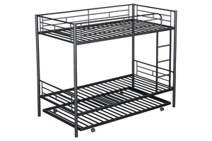 English Elm Contemporary Twin-Over-Twin Bunk Bed with Pull-Out Trundle and Built-In Ladder for Space-Saving Rooms Black 80 L x 15 W x 7 H B2741P350233