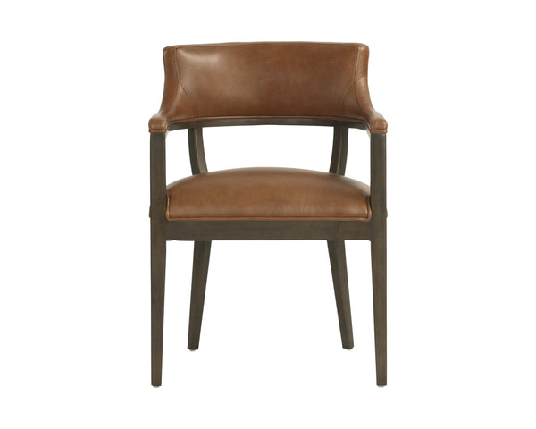 Sunpan Brylea Dining Armchair - Stylish Leather Accent Chair for Dining Room or Living Space Comfort Brown / Shalimar Tobacco Leather