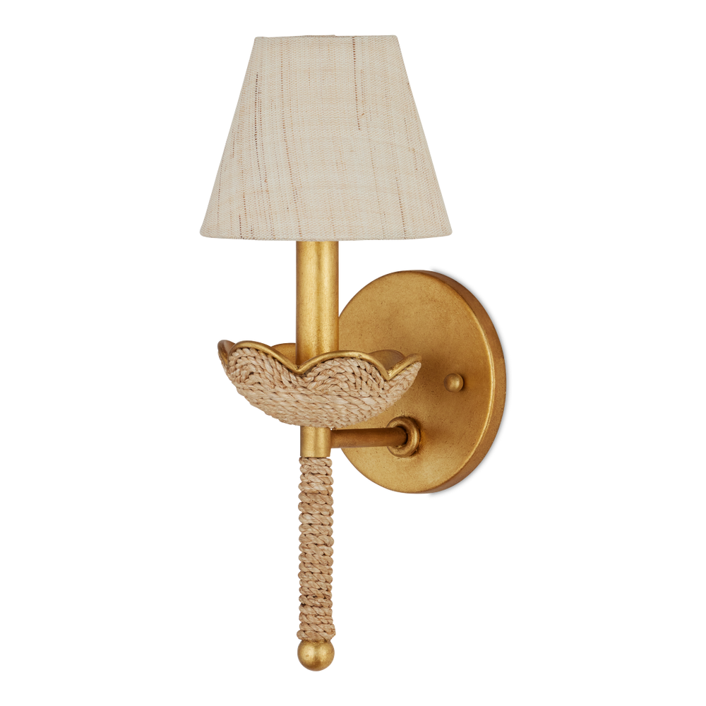Vichy Wall Sconce – Handmade Abaca Rope & Wrought Iron Light Fixture with Gold Leaf Finish