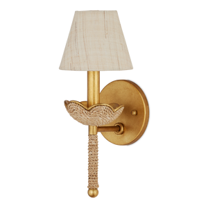 Vichy Wall Sconce – Handmade Abaca Rope & Wrought Iron Light Fixture with Gold Leaf Finish