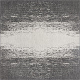 Unique Loom Outdoor Modern Ombre Machine Made Abstract Rug Charcoal Gray, Ivory/Gray 10' 8" x 10' 8"