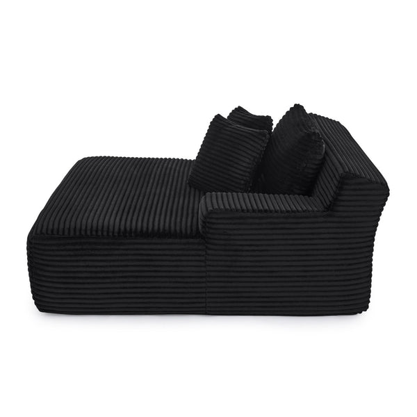 English Elm Single Frameless Velvet Lounge Chair Plush High Density Foam Accent Seat for Living Room Black W487P420020