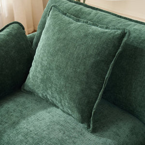 English Elm Beige Chenille Sectional Sofa with Modular Ottoman for Living Room or Studio Dark Green W2603S00004