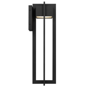 English Elm 23 Inch Matte Black Integrated Led Outdoor Wall Sconce with Sand Blast Glass Diffuser B370P414032