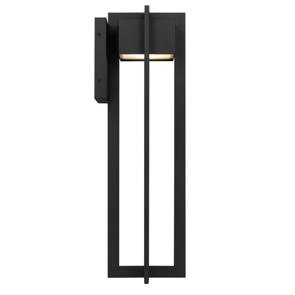 English Elm 23 Inch Matte Black Integrated Led Outdoor Wall Sconce with Sand Blast Glass Diffuser B370P414032