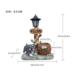 English Elm Schnauzer Solar Led Resin Planter Statue Outdoor Garden Accent for Patio Decor W5398P464236