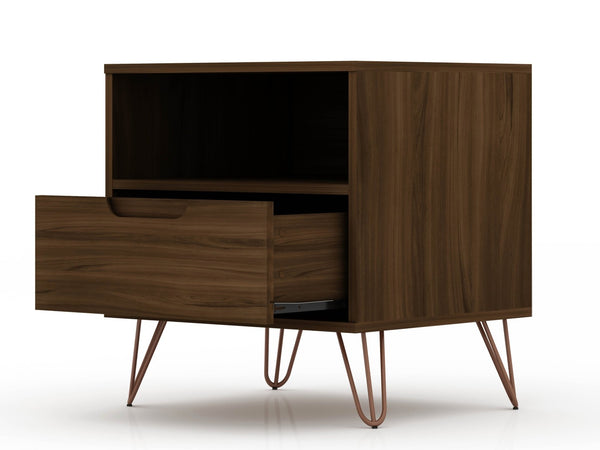 English Elm Rockefeller 20" Nightstand In Chestnut Brown - Modern Compact Design With Drawer & Open Shelf Storage B365P398154-GIGA