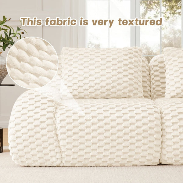 English Elm 82" Modular Sectional Sofa Flannelette Upholstery Deep Seat No Assembly Living Room Cream W714P377086
