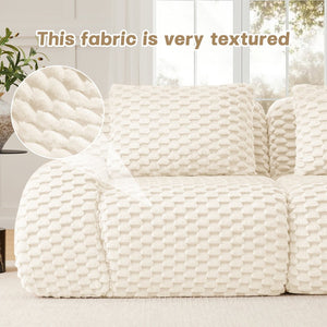 English Elm 146" Modular Flannelette Sectional Sofa Deep Seat Four Piece Living Room Couch Cream W714S01520