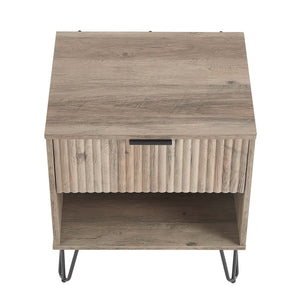 English Elm Dumbo 20" Fluted Nightstand In Rustic Gray With Gold Accents - Stylish Storage For Modern Spaces B365P398156