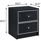 English Elm Black and Silver 2-Drawer Nightstand