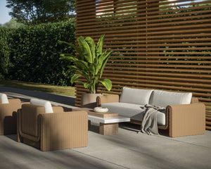 Sunpan TIBI Sofa - Elegant Natural Curved Design in Louis Cream for Outdoor and Indoor Relaxation Spaces 111861V