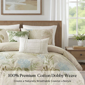 English Elm 6-piece Cal King Cotton Dobby Coastal Comforter Set with Embroidered Throw Pillows B035P463270