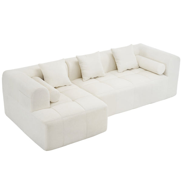 English Elm 101.2" Modular Sectional Sofa Deep Cushioned Beige Curved Couch for Living Room N719P257500A