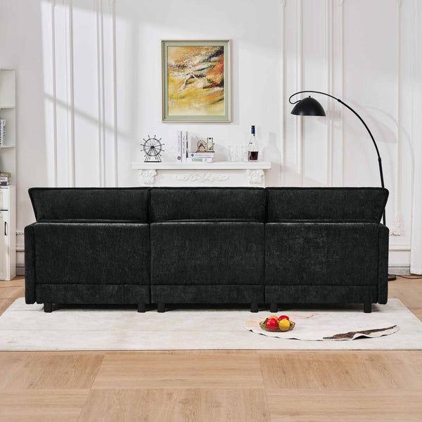 English Elm 101.9-inch Chenille Modular Sofa with Movable Footstool for Living Room Comfort Black W288S00032