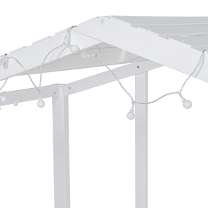 English Elm Twin House Loft Bed with Slide Chalkboard Panel and Led Roofline for Kids White WF324323AAK