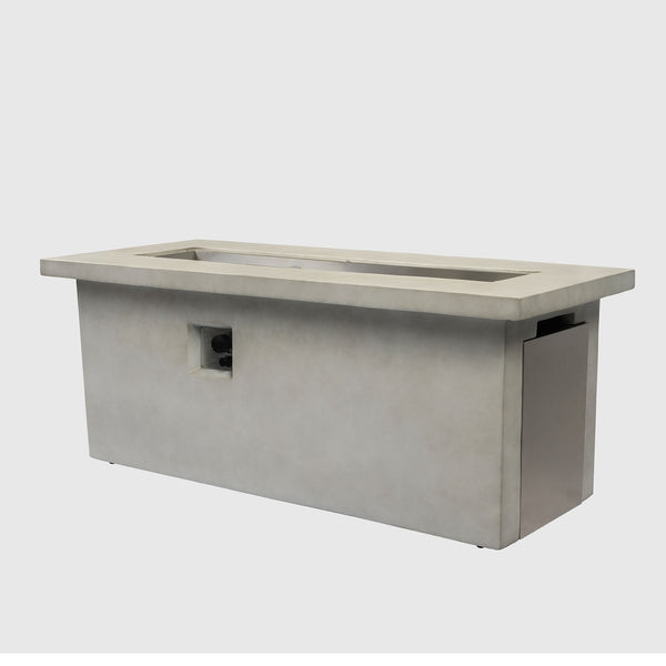English Elm 60" 70in Concrete Propane Fire Pit Table 60000 BTU with Storage Cabinet, Pulse Ignition, Light Gray W853P202206