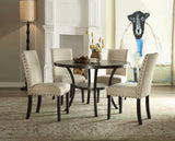 Stylish Set of Two Beige & Black Upholstered Dining Side Chairs with Nailhead Trim Accent