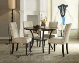 Homeroots Set Of Two Beige And Black Upholstered Fabric Dining Side Chairs   286011