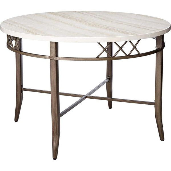 Homeroots 45" X 30" Faux Marble And Antique Dining Table  Mdf 286026
