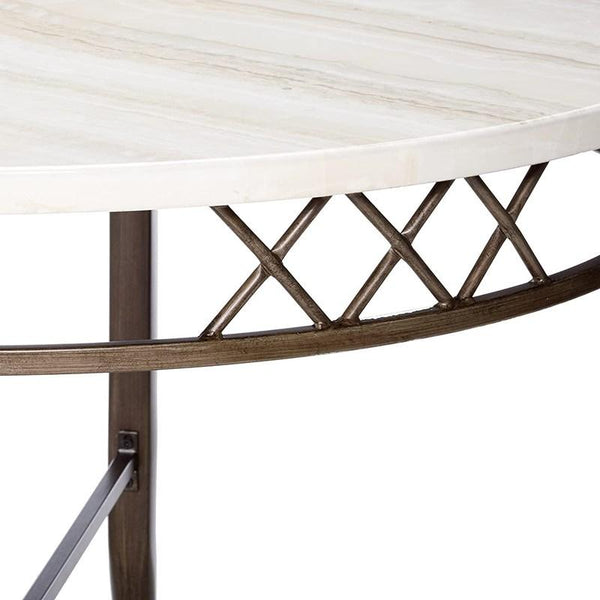 Homeroots 45" X 30" Faux Marble And Antique Dining Table  Mdf 286026