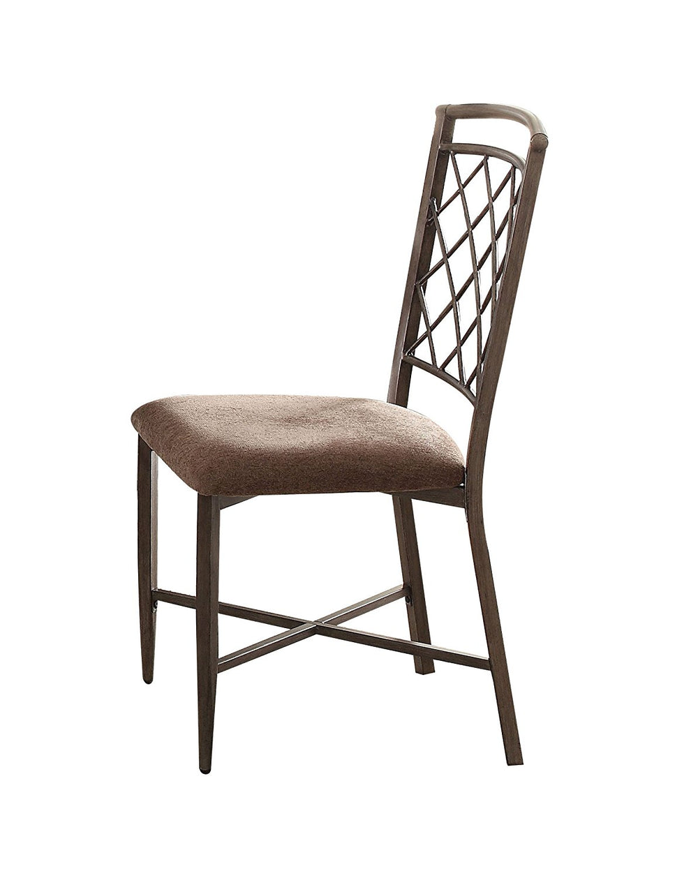 Homeroots Set Of Two Brown Upholstered Fabric Cross Back Dining Side Chairs  Metal 286027