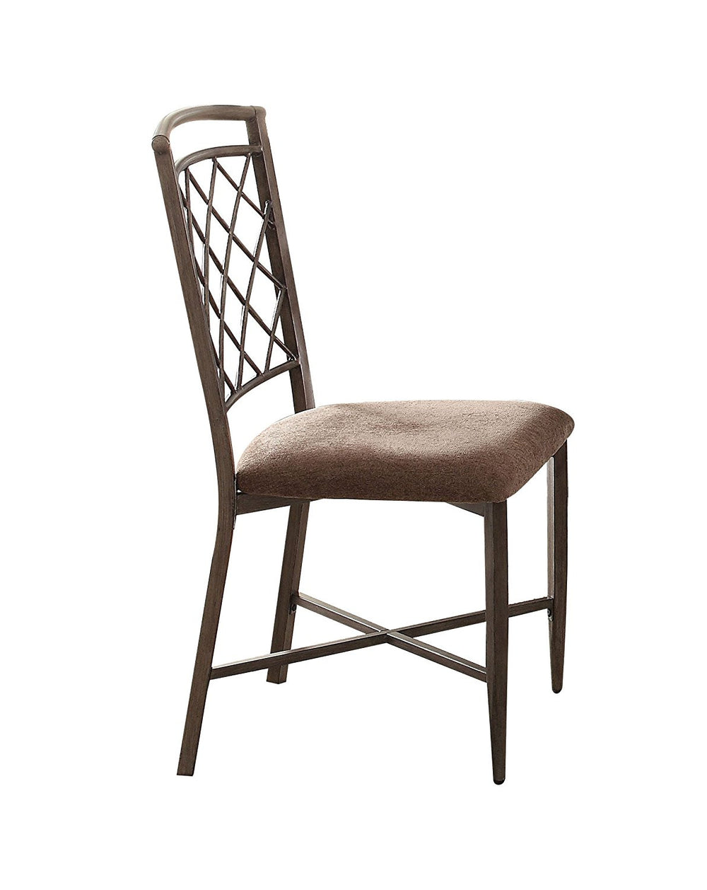 Homeroots Set Of Two Brown Upholstered Fabric Cross Back Dining Side Chairs  Metal 286027