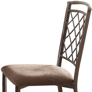 Homeroots Set Of Two Brown Upholstered Fabric Cross Back Dining Side Chairs  Metal 286027