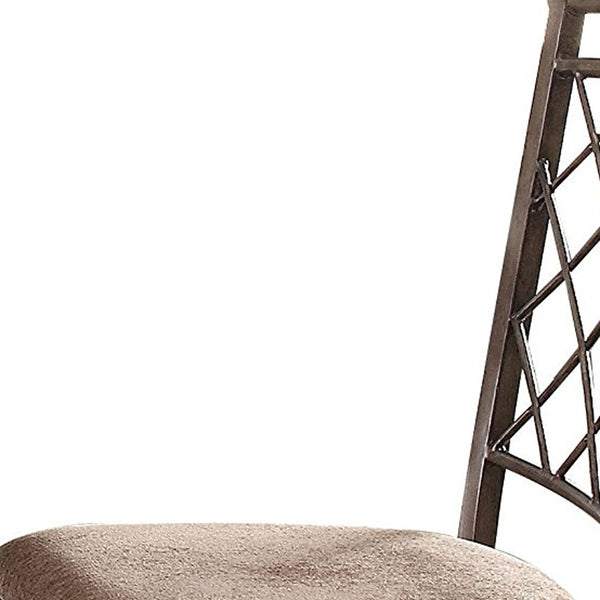 Homeroots Set Of Two Brown Upholstered Fabric Cross Back Dining Side Chairs  Metal 286027