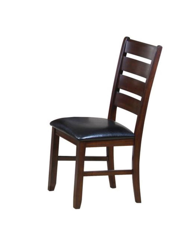 Homeroots Set Of Two Espresso And Brown Upholstered Faux Leather Ladder Back Dining Side Chairs  Wood 286030