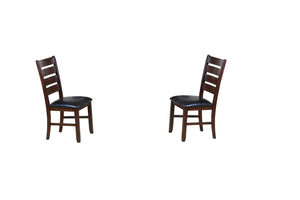 Homeroots Set Of Two Espresso And Brown Upholstered Faux Leather Ladder Back Dining Side Chairs  Wood 286030
