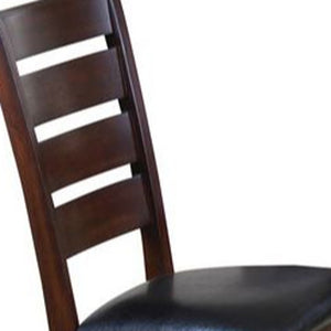 Homeroots Set Of Two Espresso And Brown Upholstered Faux Leather Ladder Back Dining Side Chairs  Wood 286030