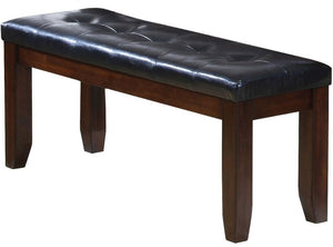 Homeroots 48" Black And Espresso Upholstered Faux Leather Bench  Solid Wood 286031