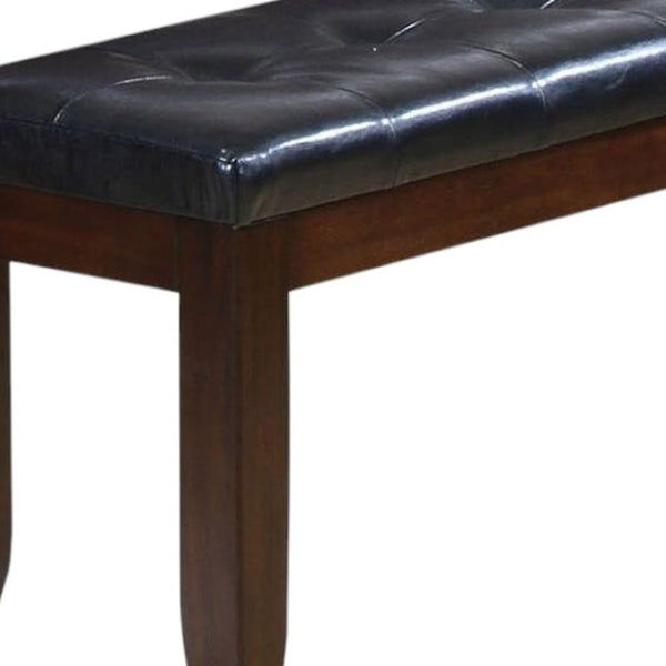 HomeRoots 48" Black and Espresso Faux Leather Upholstered Bench for Entryway, Bedroom, or Hallway Style Upgrade 286031