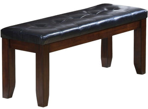 Homeroots 48" Black And Espresso Upholstered Faux Leather Bench  Solid Wood 286031