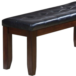 HomeRoots 48" Black and Espresso Faux Leather Upholstered Bench for Entryway, Bedroom, or Hallway Style Upgrade 286031