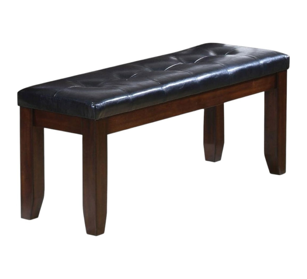 HomeRoots 48" Black and Espresso Faux Leather Upholstered Bench for Entryway, Bedroom, or Hallway Style Upgrade 286031