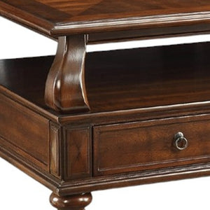 HomeRoots 50" Dark Brown Solid Wood Coffee Table with Drawers & Shelf for Elegant Living Room Storage & Style 286032