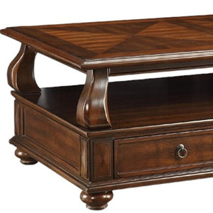 HomeRoots 50" Dark Brown Solid Wood Coffee Table with Drawers & Shelf for Elegant Living Room Storage & Style 286032