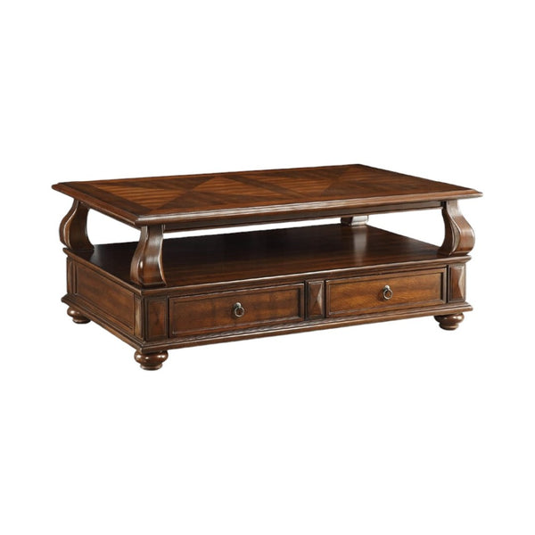 HomeRoots 50" Dark Brown Solid Wood Coffee Table with Drawers & Shelf for Elegant Living Room Storage & Style 286032