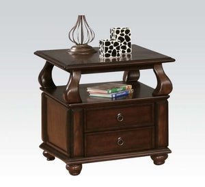 Homeroots 26" Brown Solid Wood Square End Table With Two Drawers And Shelf   286033