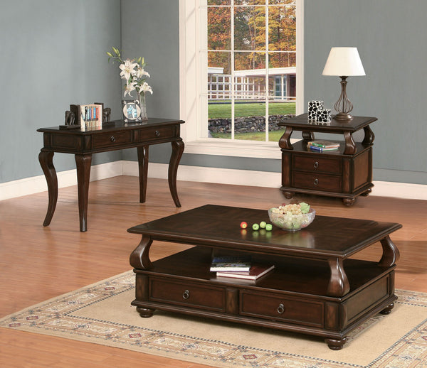 Homeroots 26" Brown Solid Wood Square End Table With Two Drawers And Shelf   286033
